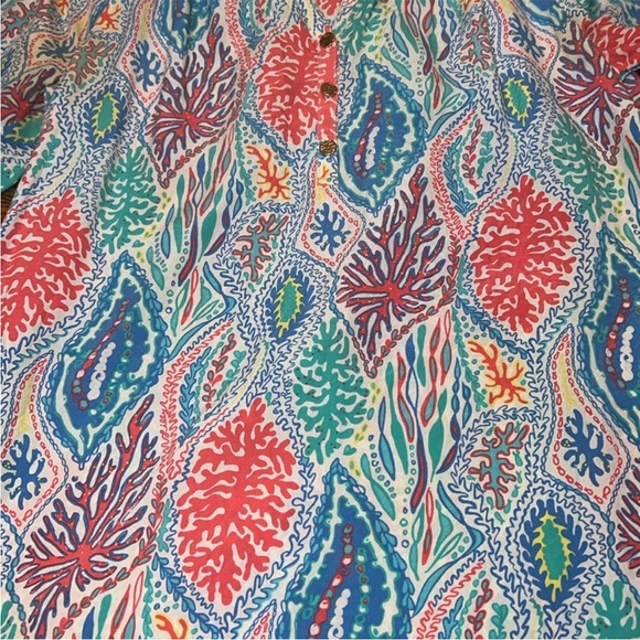 Lilly Pulitzer Multicolor Printed Peasant Tunic - Blue, Coral, Green - Picture 3 of 5